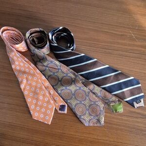Men's Assorted Vintage Patterned Ties - Orange, Brown, Multicolor